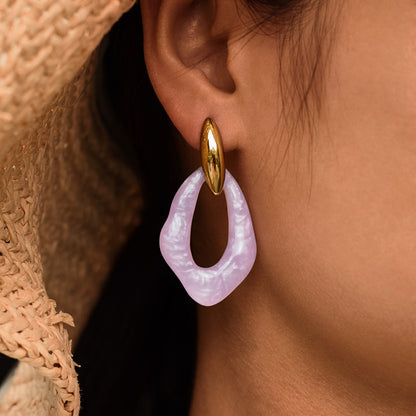 Trendy Titanium Steel Earrings - Summer Vacation Hoops