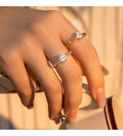 S925 Sterling Silver Matte Cosmic Star Rotatable Ring Planet Sparkling Niche Design Sivler Ring