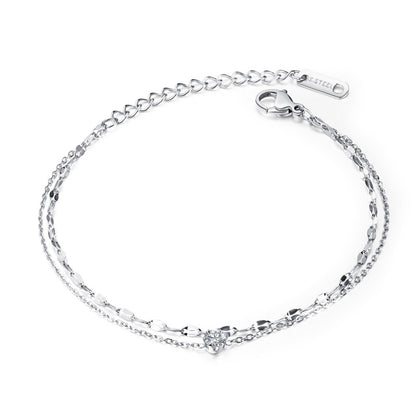 Zircon Titanium Steel Bracelet for Girls - Minimalist Dainty Hand Chain, Trendy Ins Fashion Jewelry