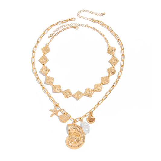 Starfish & Seashell Pendant Layered Necklace