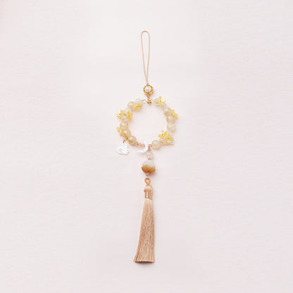 Osmanthus Moon Rabbit & Lotus Tassel Glass Bag Charm Phone Charm