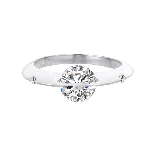 S925 Sterling Silver Matte Cosmic Star Rotatable Ring Planet Sparkling Niche Design Sivler Ring