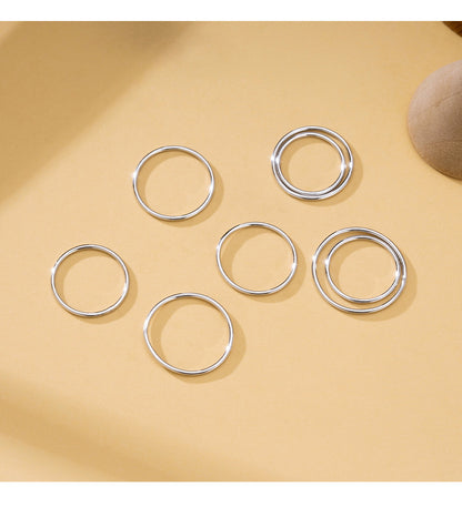 Fashion S925 Sterling Plain Band Silver Ring Smooth Line Simple Thin Ring for Women Index Finger Ring Tail Ring Silver Jewelry