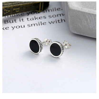 S925 Sterling Silver Stud Earrings Harajuku Style Enamel Resin Creative Pattern Stud Earrings