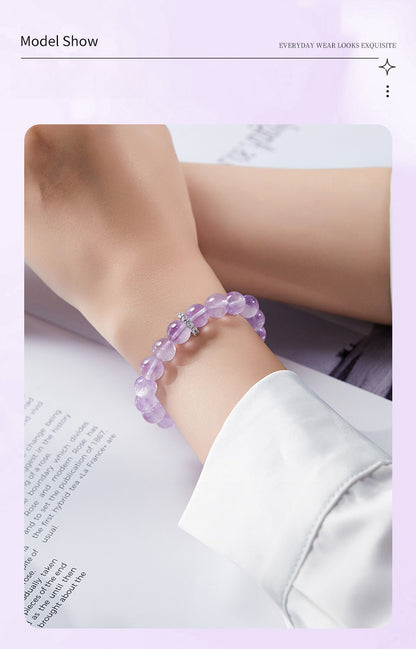 Amethyst & White Chalcedony Bracelet for Women | 925 Silver Dainty Jewelry | Unique Minimalist Gift for Valentine's Day