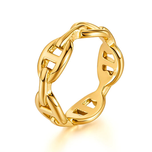 Minimalist Titanium Steel Ring for Women - Hollow Geometric Jewelry | Trendy Stackable Ring Gift
