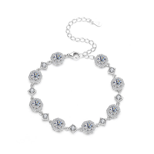 S925 Sterling Silver Bracelet Fashion Moissanite Bracelet