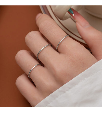 Fashion S925 Sterling Plain Band Silver Ring Smooth Line Simple Thin Ring for Women Index Finger Ring Tail Ring Silver Jewelry