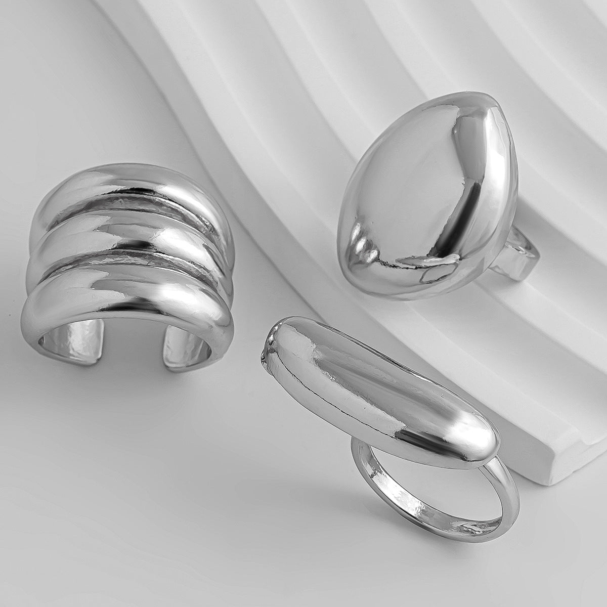 Polished Irregular Geometric Joint Rings Hip-Hop Style Women's Fashion Ring Set