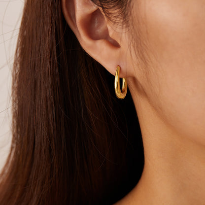 Dainty U Shaped Earrings Titanium Steel Retro Hoops Classic Unisex Stud Earrings