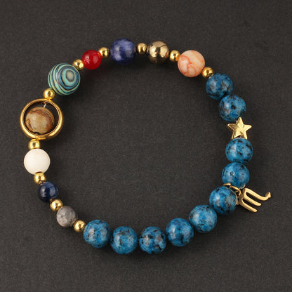 Planet 12 Constellation Logo Natural Stone Bracelet Unisex