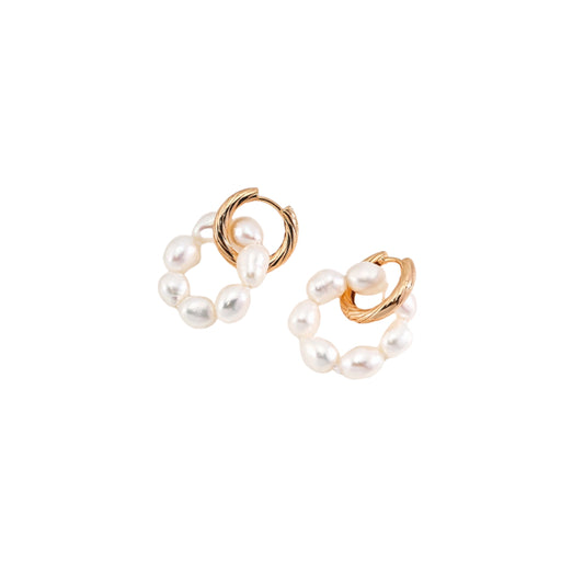S925 Sterling Silver Round Beaded Pearl Earrings