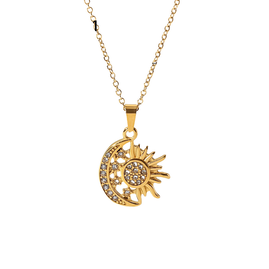 Antique Style Love Heart Necklace for Women – Titanium Steel Chain Sparkling Zircon