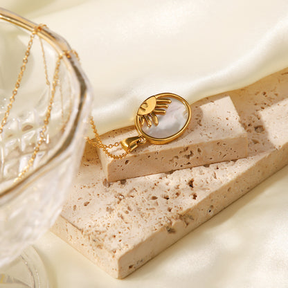 Romantic Vintage Heart Necklace Gift for Her Stainless Steel & Pearl