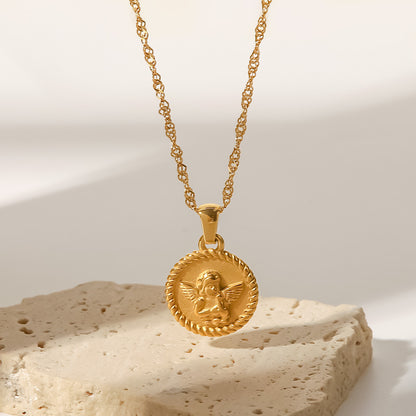 Titanium Steel Necklace with Angel Baby Pattern