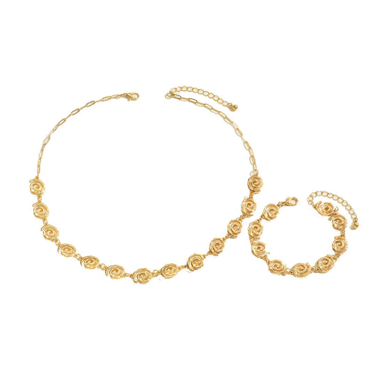 18K Gold Plated Geometric Jewelry Set for Women | Minimalist Layered Necklace & Bracelet | Luxury Dainty Chain Gift Set