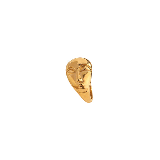 Vintage Face Outline Ring for Women - Minimalist Geometric Titanium Steel Finger Ring