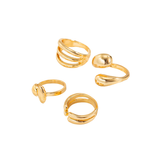 Polished Irregular Geometric Joint Rings Hip-Hop Style Women's Fashion Ring Set