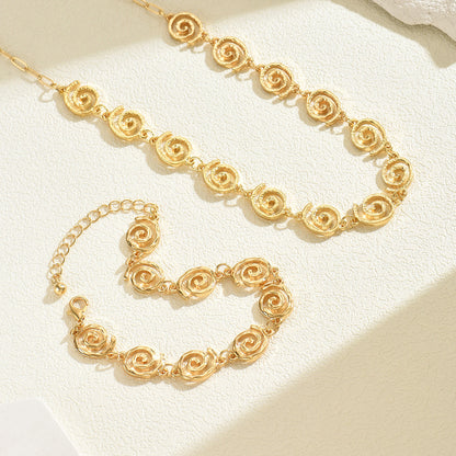 18K Gold Plated Geometric Jewelry Set for Women | Minimalist Layered Necklace & Bracelet | Luxury Dainty Chain Gift Set