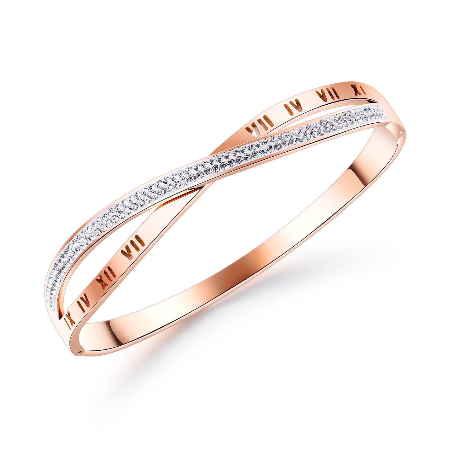 Titanium Steel Roman Numerals with Zircon | Stackable Women's Jewelry