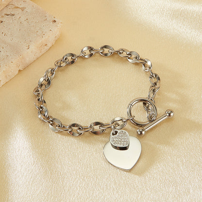 Minimalist Heart Bracelet for Women - Titanium Steel European Jewelry | Elegant Everyday Chain