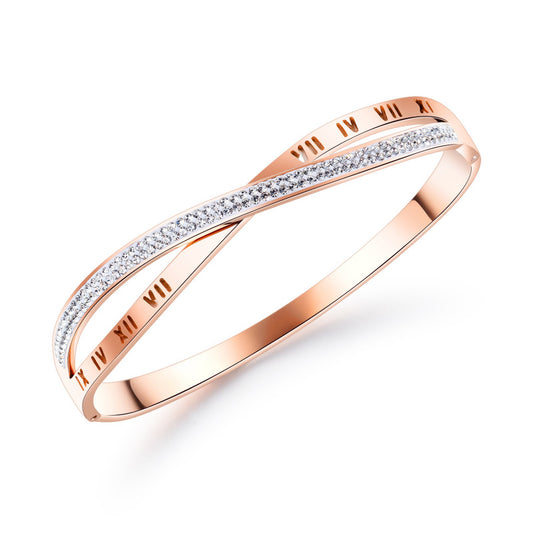 Titanium Steel Roman Numerals with Zircon | Stackable Women's Jewelry