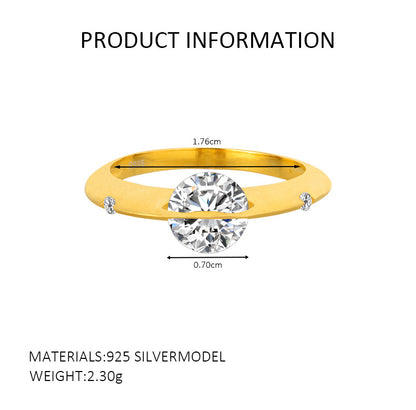 S925 Sterling Silver Matte Cosmic Star Rotatable Ring Planet Sparkling Niche Design Sivler Ring