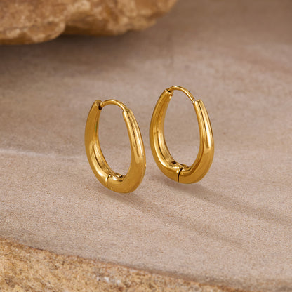 Dainty U Shaped Earrings Titanium Steel Retro Hoops Classic Unisex Stud Earrings