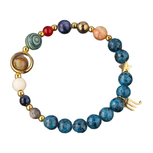 Planet 12 Constellation Logo Natural Stone Bracelet Unisex