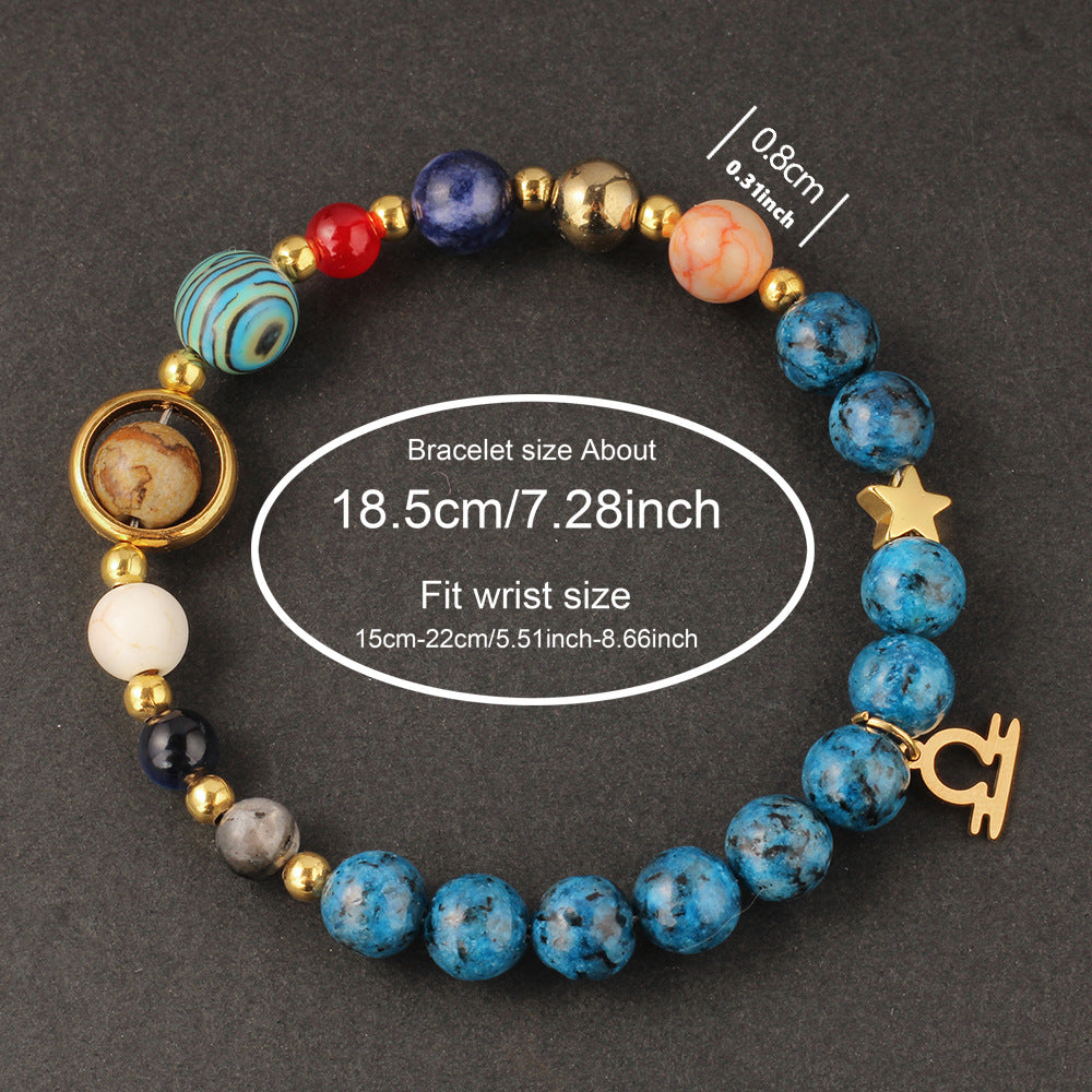 Planet 12 Constellation Logo Natural Stone Bracelet Unisex