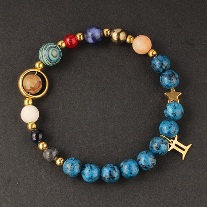 Planet 12 Constellation Logo Natural Stone Bracelet Unisex