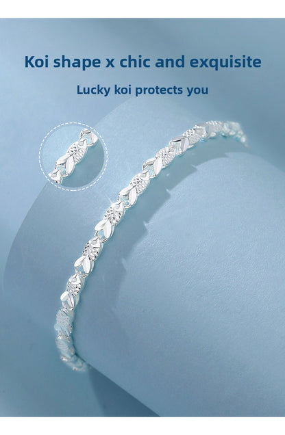 999 Pure Silver Koi Bracelet for Women | Tarnish-Resistant Gift for Her
