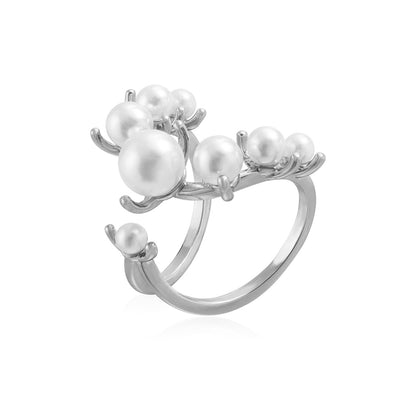French Style Adjustable Pearl Joint Ring - Dainty Minimalist Openable Ring for Women | Luxury Gold Pearl Jewelry