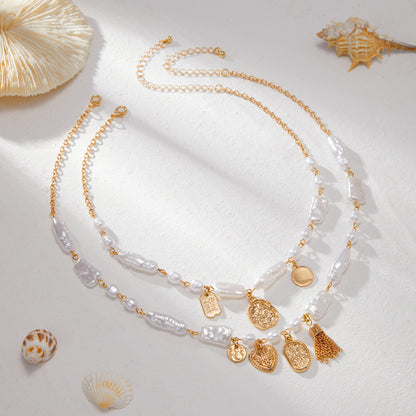 French-Inspired Pearl Beaded Necklace Dainty Layering Chain Y2K Jewelry for Women