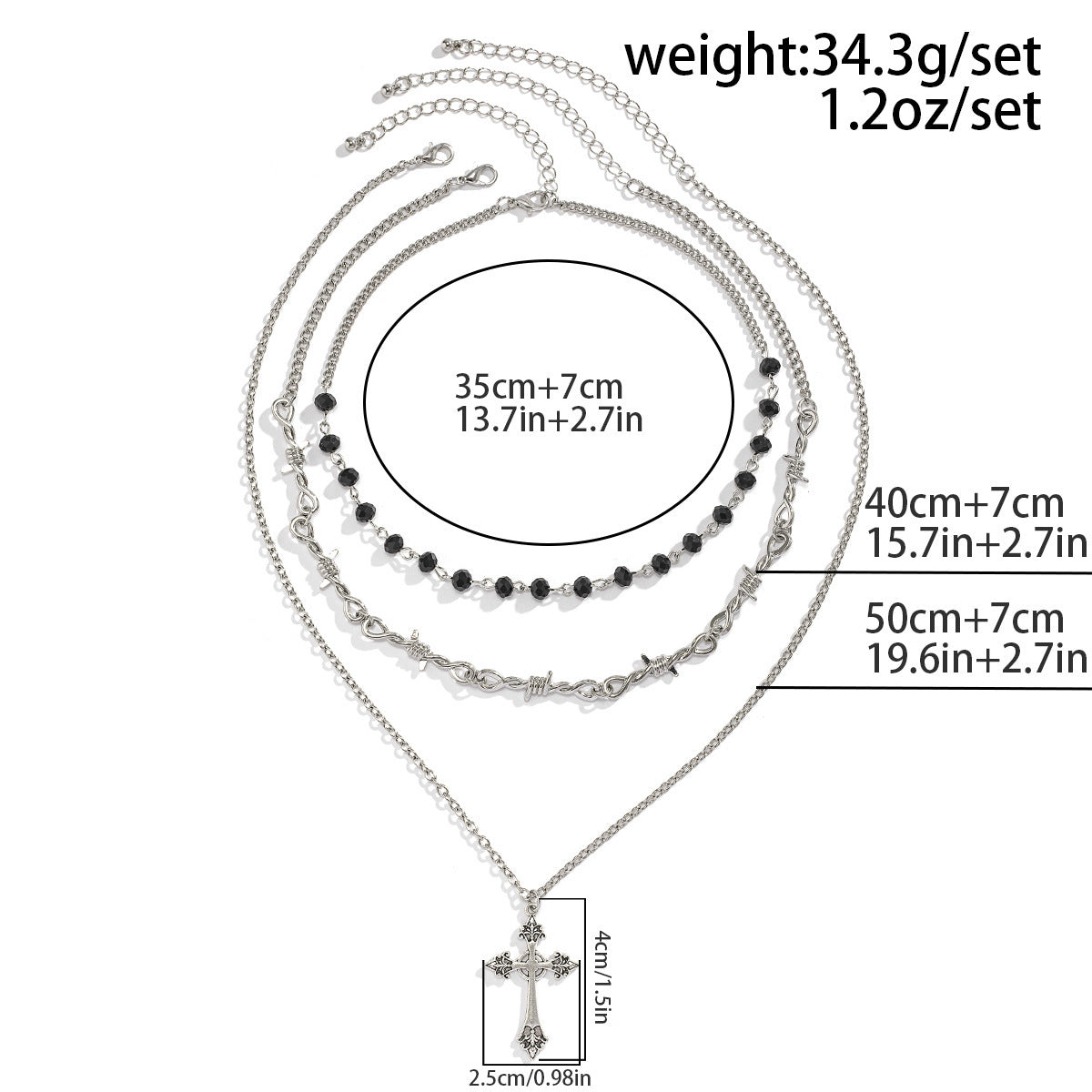 Hip-Hop Cross Pendant Sweater Chain Necklace Gothic Style Clavicle Chain