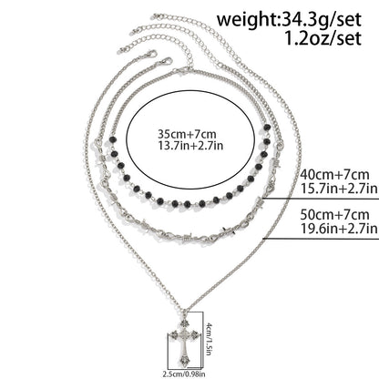 Hip-Hop Cross Pendant Sweater Chain Necklace Gothic Style Clavicle Chain