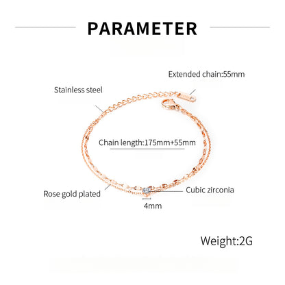 Zircon Titanium Steel Bracelet for Girls - Minimalist Dainty Hand Chain, Trendy Ins Fashion Jewelry