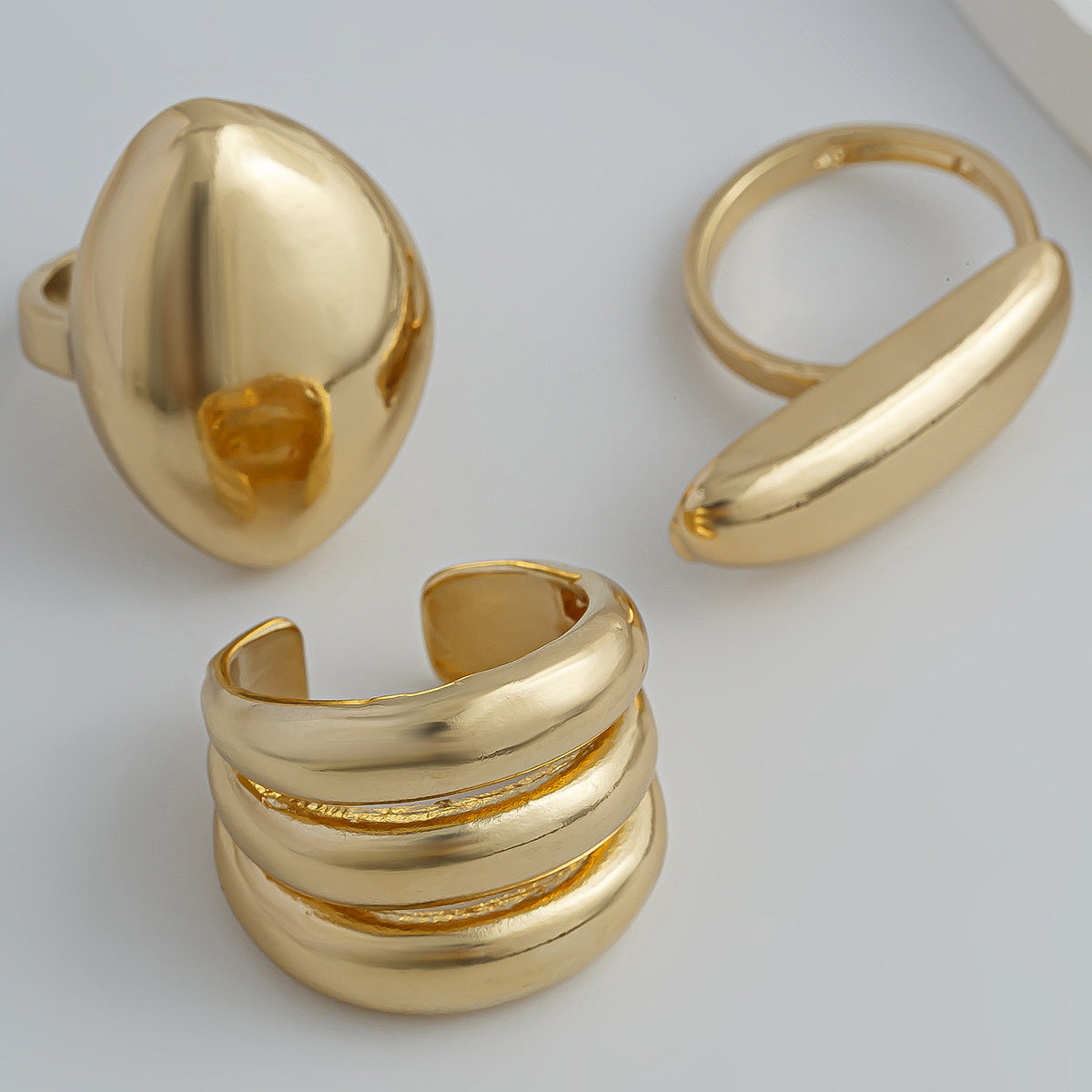 Polished Irregular Geometric Joint Rings Hip-Hop Style Women's Fashion Ring Set
