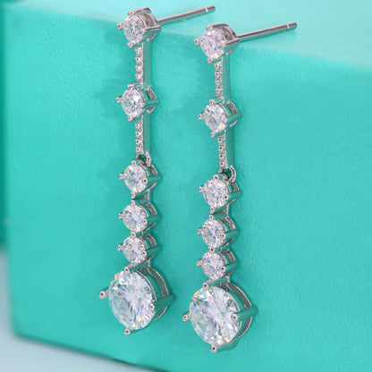 Moissanite Earrings Elegant Heavy Craft Long Tassel S925 Sterling Silver Drop Earrings