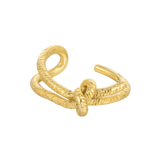 Irregular Creative Line Knotted Ring S925 Sterling Silver Ring Personality Bends and Hitches Lines Open Ring