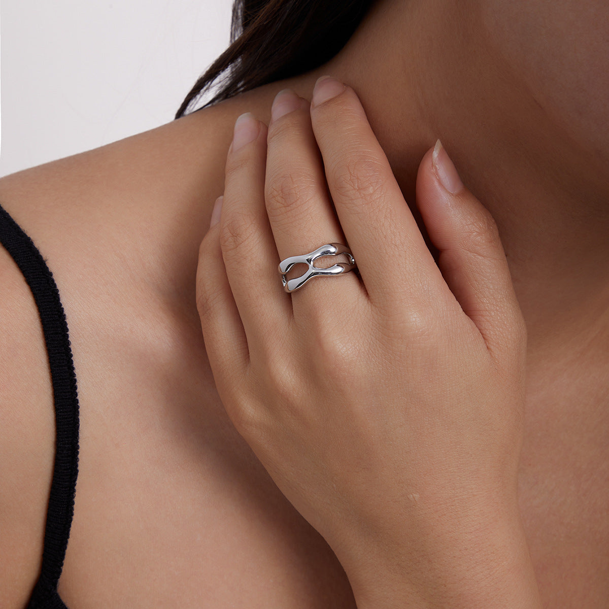 18K Gold Plated Minimalist Geometric Ring - Adjustable Open Stackable Finger Ring for Women | Y2K Dainty Jewelry