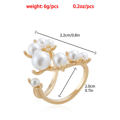 French Style Adjustable Pearl Joint Ring - Dainty Minimalist Openable Ring for Women | Luxury Gold Pearl Jewelry