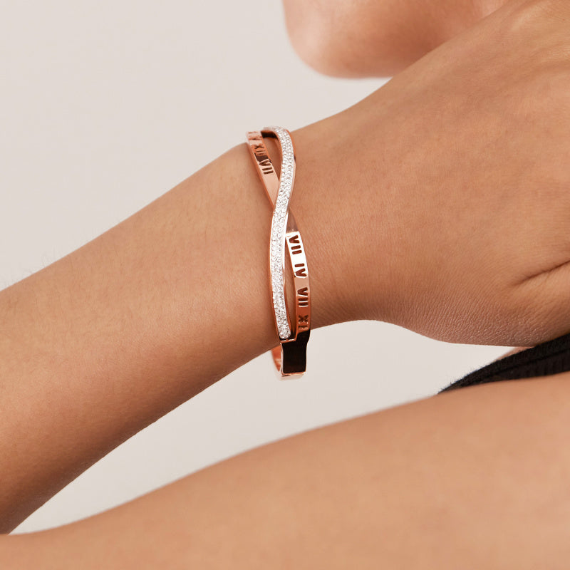 Titanium Steel Roman Numerals with Zircon | Stackable Women's Jewelry