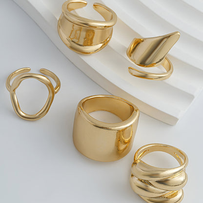 Polished Irregular Geometric Joint Rings Hip-Hop Style Women's Fashion Ring Set