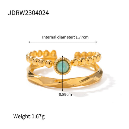 French Vintage Royal Ring - Genuine Natural Stone, Baroque Style Titanium Jewelry, Luxe Women's Statement Ring