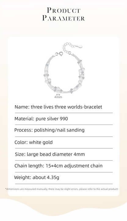 990 Pure Silver Tri-Braid Chain Bracelet | Minimalist Modern Jewelry | Zen-Inspired Dainty Gift for Women