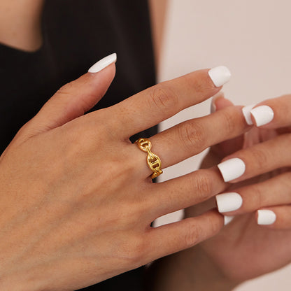 Minimalist Titanium Steel Ring for Women - Hollow Geometric Jewelry | Trendy Stackable Ring Gift