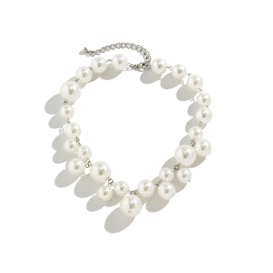 Light Luxury French Retro Imitation Pearl Necklace for Women Punk Style Necklace