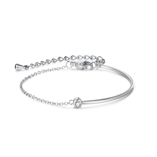 Minimalist Titanium Steel Bracelet for Women – Zirconia Dainty Hand Chain, Luxury Summer Jewelry