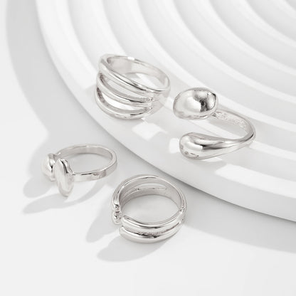 Polished Irregular Geometric Joint Rings Hip-Hop Style Women's Fashion Ring Set
